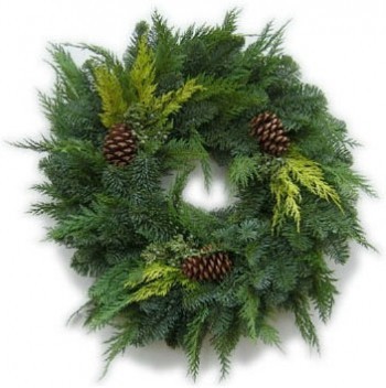 Rustic Cedar & Noble Fir Wreath with 3 accents (pine cones, berries and juniper) Rustic Cedar & Noble Fir Wreath with 3 accents (pine cones, berries and juniper)